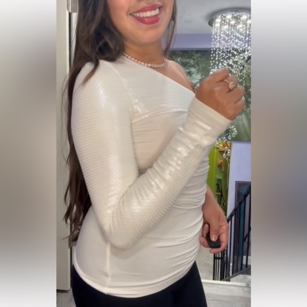 Armani Exchange one sleeve sequin top